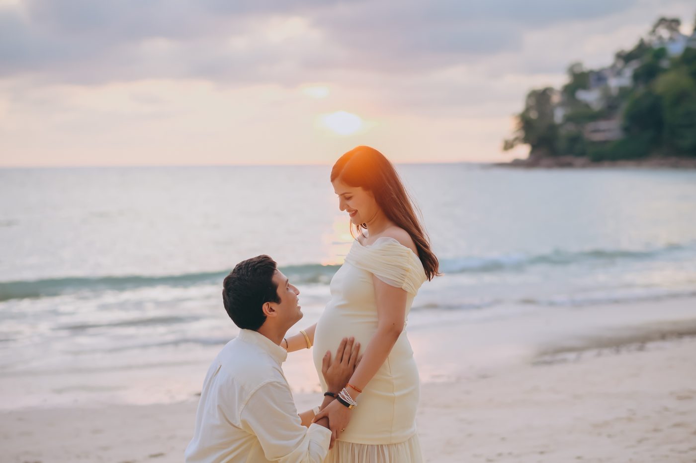 Maternity photoshoot at sunset on a Khao Lak beach